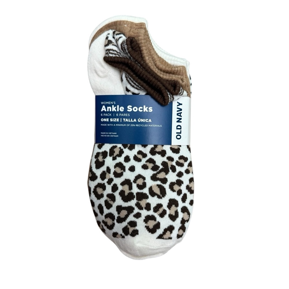 Old Navy Women’s Ankle Socks - Leopard Print - 6 pair